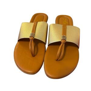Avanti Belle Women’s Gold and Tan Sandals in Ladies Size 8.